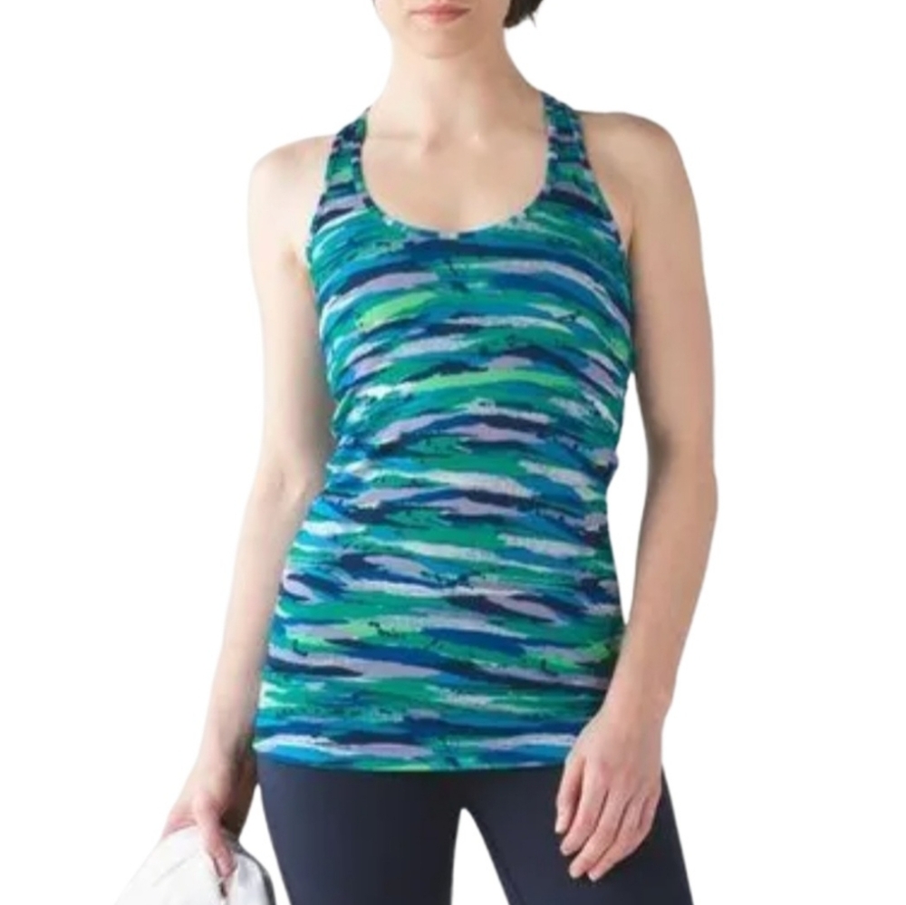 LULULEMON ATHLETICA Cool Racerback Seven Wonders Multicolor Athletic Tank Top
